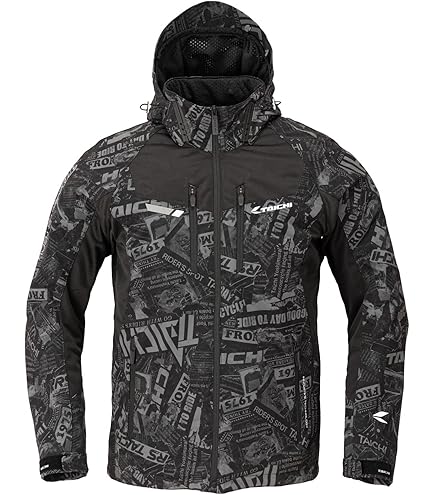 TAICHI フード付きジャケット 黒/白　プロテクター　バイク　ウェア　夏秋 TAICHI フード付きジャケット 黒/白 プロテクター バイク ウェア